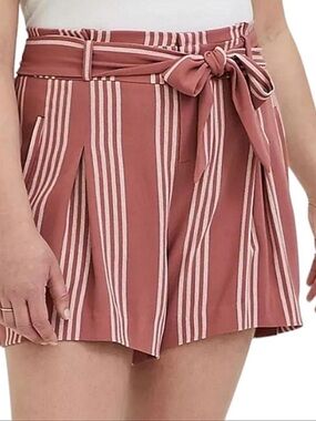 Torrid size 22 Striped Dusty Rose Tie Front Paper Bag Shorts‎
